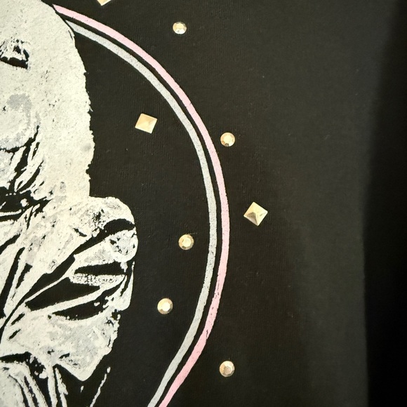 Black Blondie Fringe Studded Graphic Sweatshirt Women’s Large Black - Picture 5 of 8